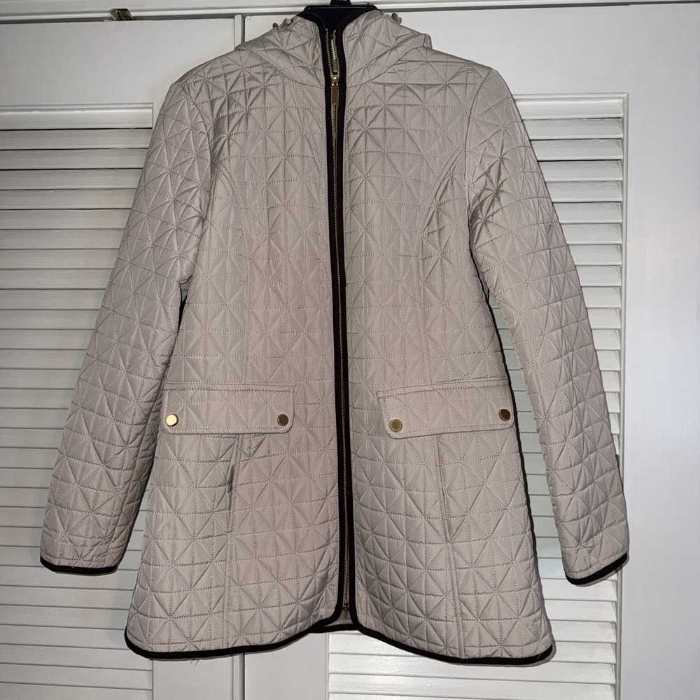 JONES NEW YORK Water Repellant Hooded Desert Sand Coat Jacket WOMEN'S M